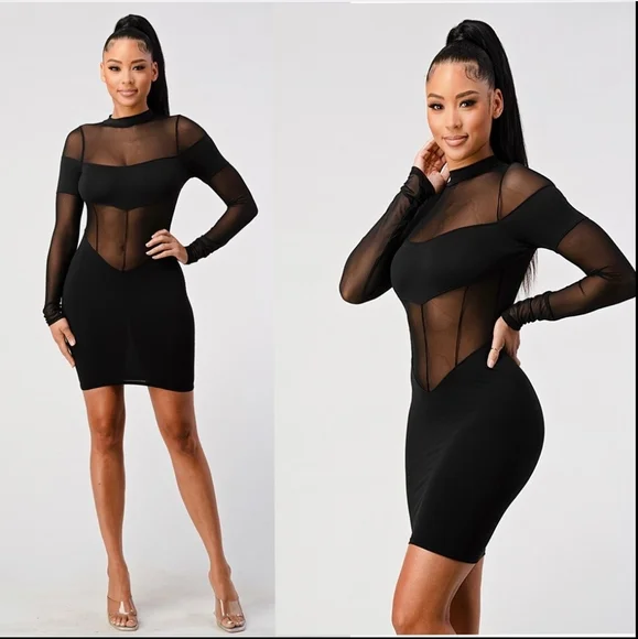 BLACK MESH DRESS - Picture 2 of 3